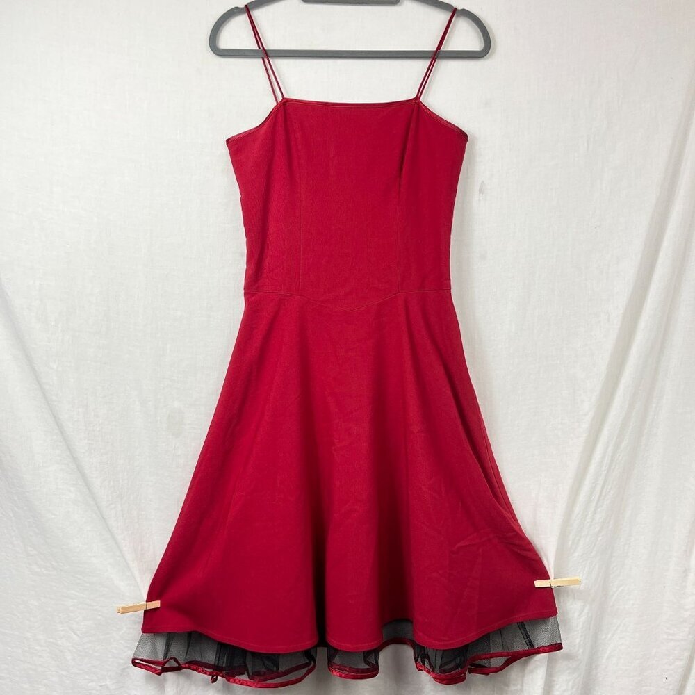Y2K Fit‎ Flare Swing Dress Womens S Sleeveless Goth Mesh Rockabilly Fishnet Punk